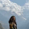 Girl posing in front of Annapurna Base Camp trek